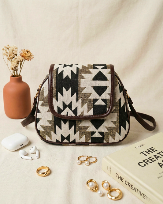 Premium Jacquard Carryall Sling Bag - Tribal Weave
