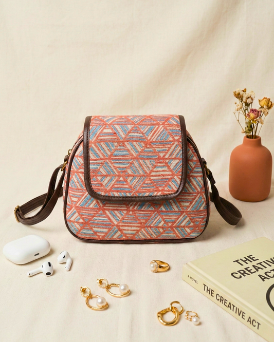 Premium Jacquard Carryall Sling Bag - Onion Pink Weave