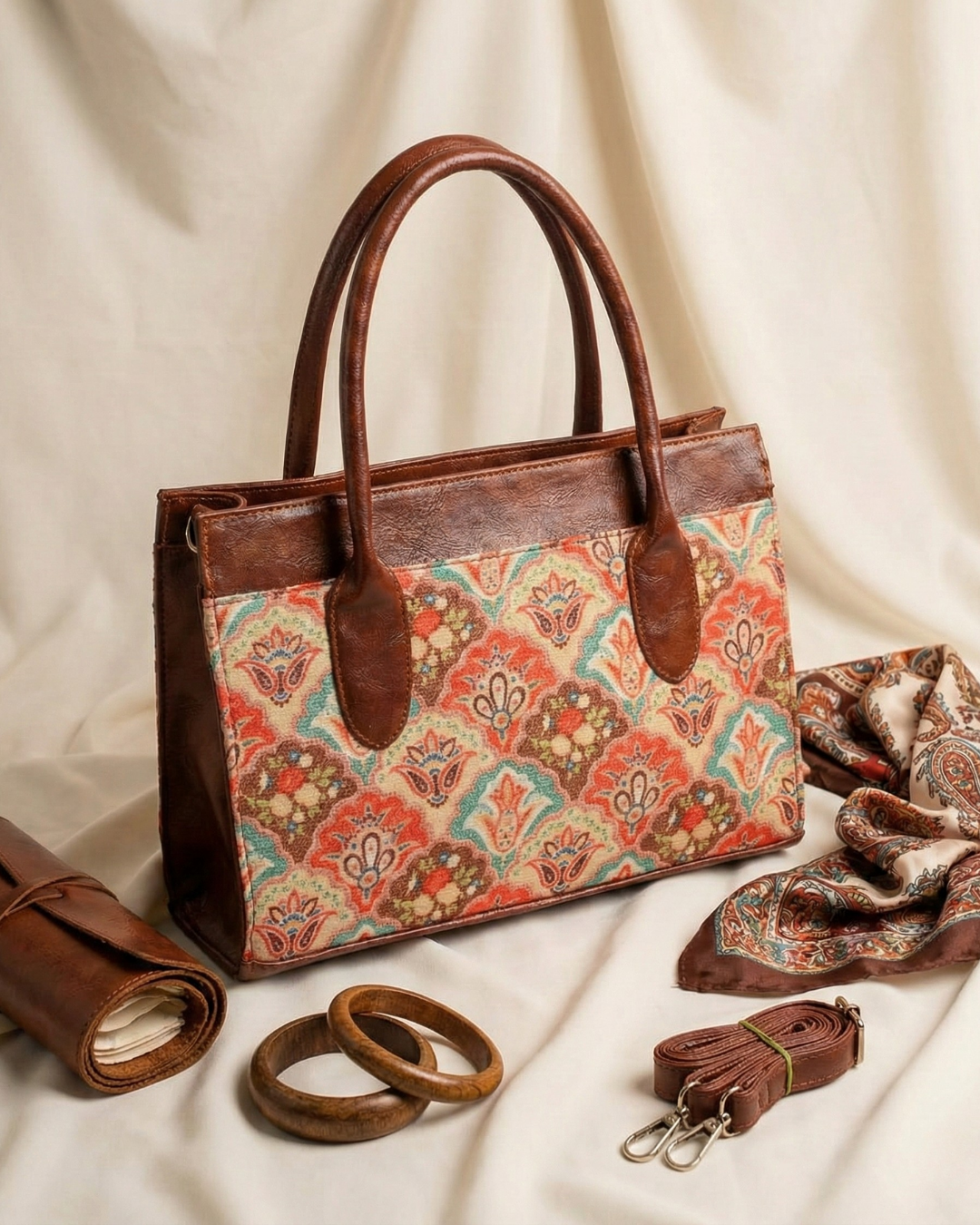 Women Urban Printed Handbag - Mughal Motif