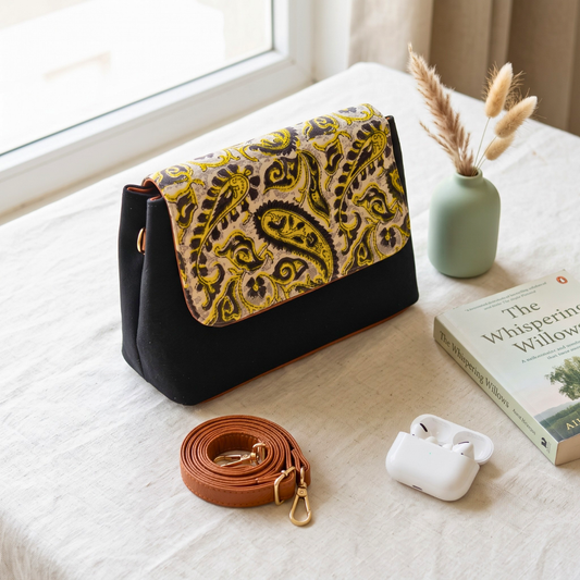 Stylish Combination Sling Bag for a fashionable look - Black - Surovi Bags