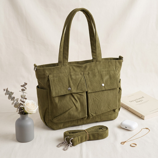 Premium Caudray Multi-Pocket Handbag - Green - Surovi Bags