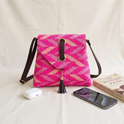 Jacquard Flap Sling Bag 3.0 - Pink Weave