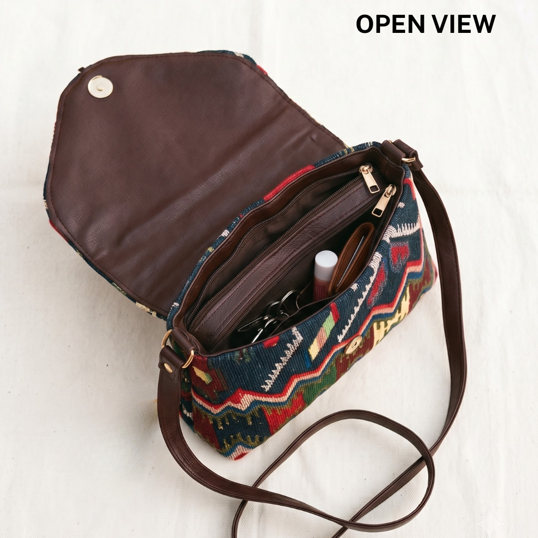 Jacquard Flap Sling Bag 3.0 - Multi color Strips