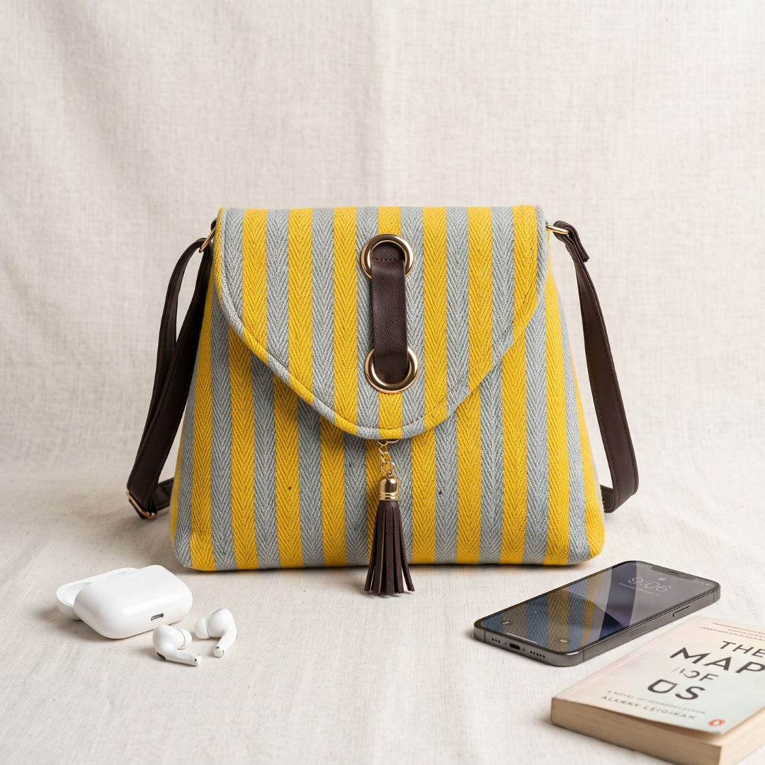 Jacquard Flap Sling Bag 3.0 - Yellow Strips