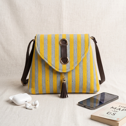 Jacquard Flap Sling Bag 3.0 - Yellow Strips