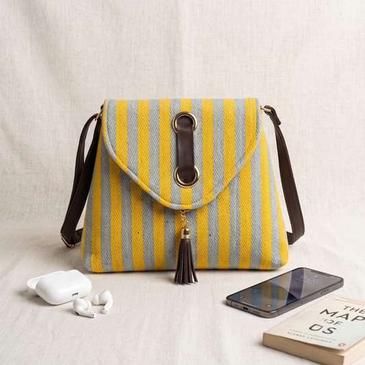Jacquard Flap Sling Bag 3.0 - Yellow Strips