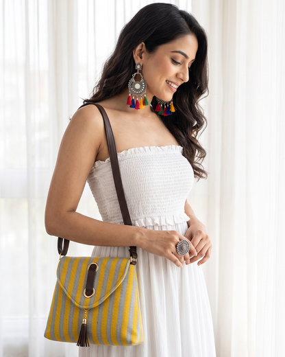 Jacquard Flap Sling Bag 3.0 - Yellow Strips