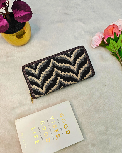 Double Zip Jacquard Wallet for Secure and Organized Storage - Lehar