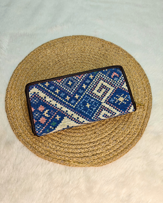 Double Zip Jacquard Wallet for Secure and Organized Storage - Multi Weave