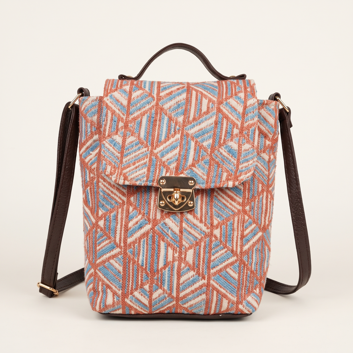 Jacquard Double Handle Sling Bag - Onion Pink Weave