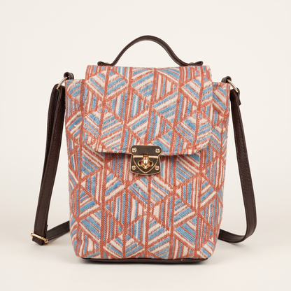 Jacquard Double Handle Sling Bag - Onion Pink Weave