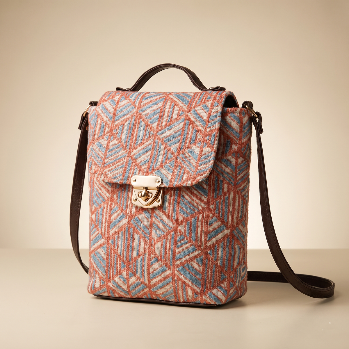 Jacquard Double Handle Sling Bag - Onion Pink Weave