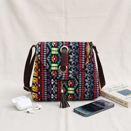 Jacquard Flap Sling Bag 3.0 - Multi color Strips