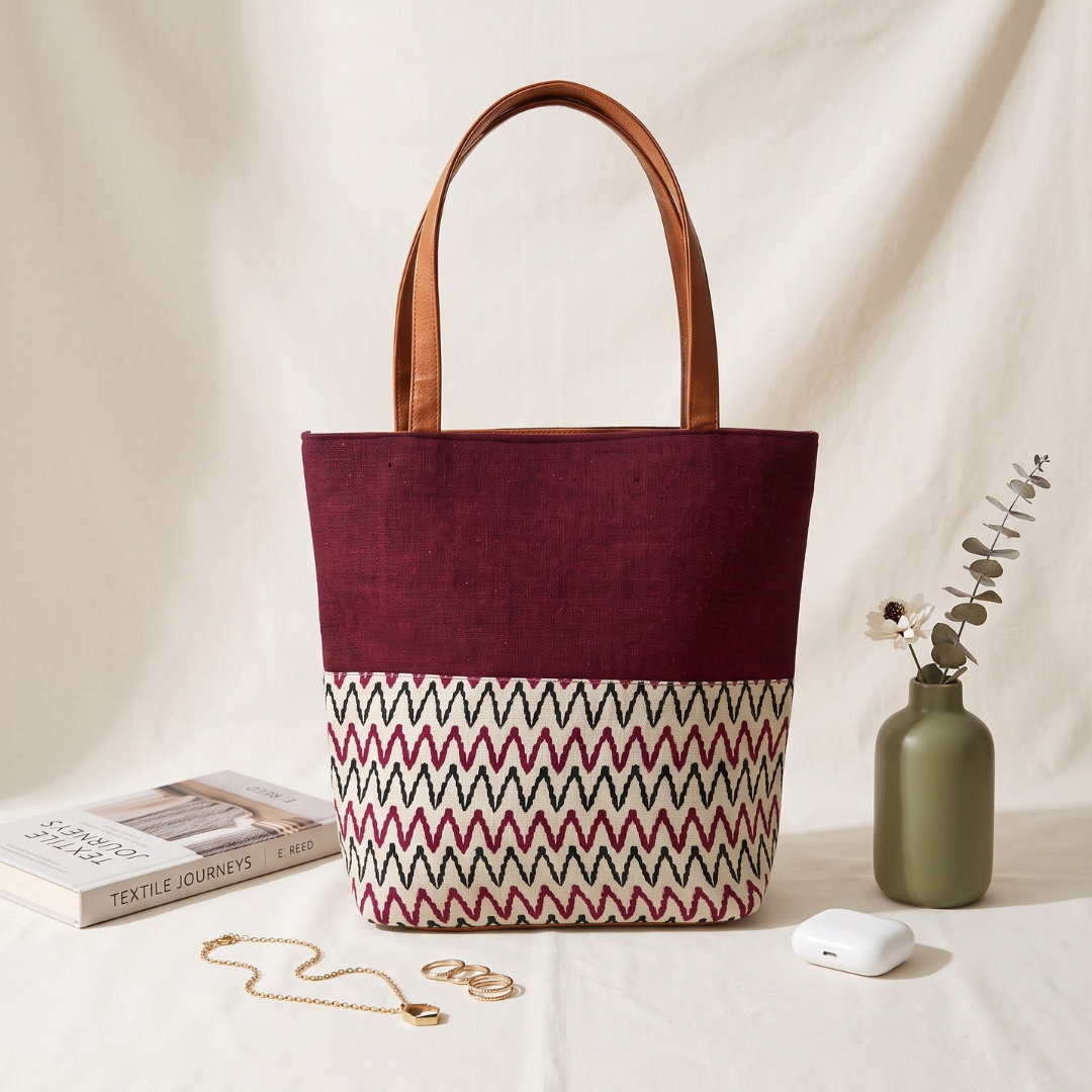 Dual Tote bags for Women - Red Wave