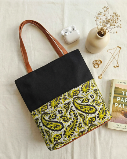 Dual Tote bags for Women - Black Batik