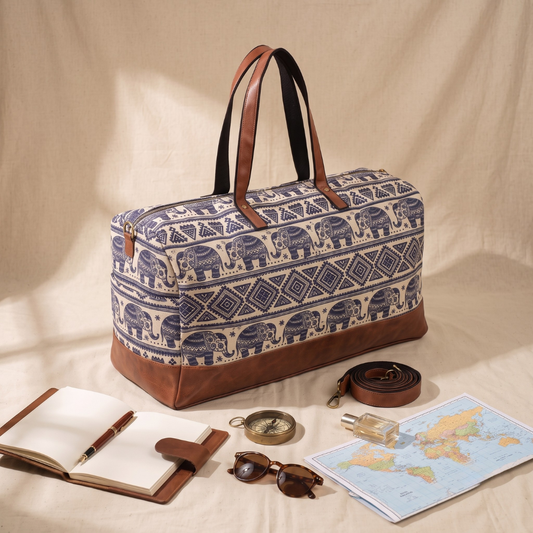 Premium Travel Duffle Bag - Spacious Weekender Luggage - Elephant