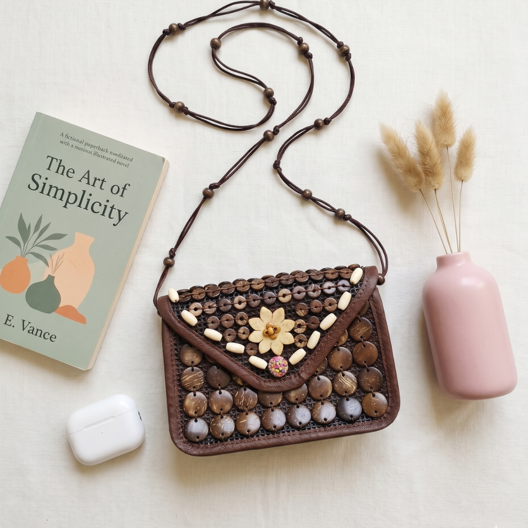 Flap Sling - Coconut Shell Beaded Bags - Surovi Bags