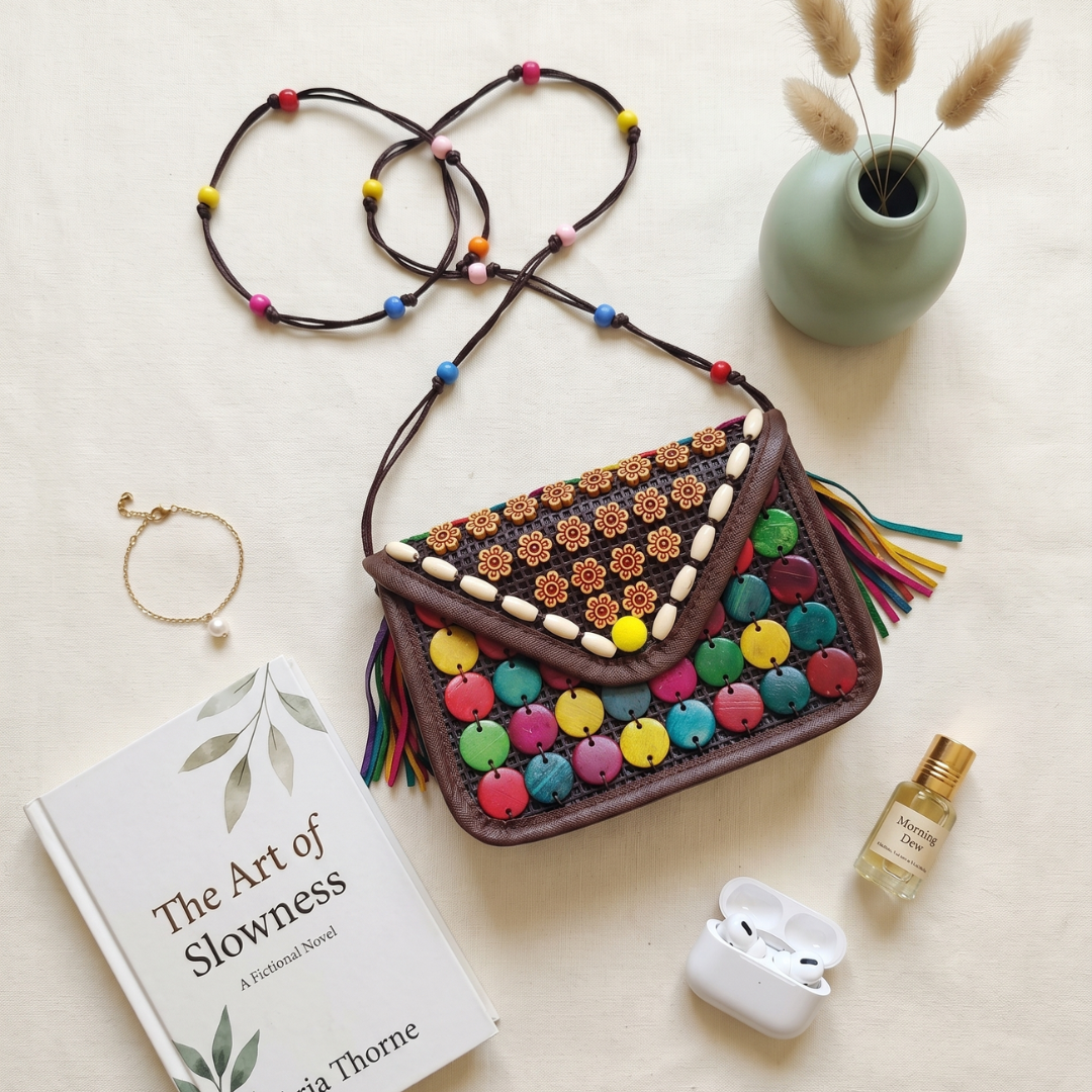 Flap Sling - Coconut Shell Beaded Bags - Surovi Bags