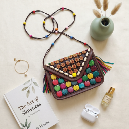 Flap Sling - Coconut Shell Beaded Bags - Surovi Bags