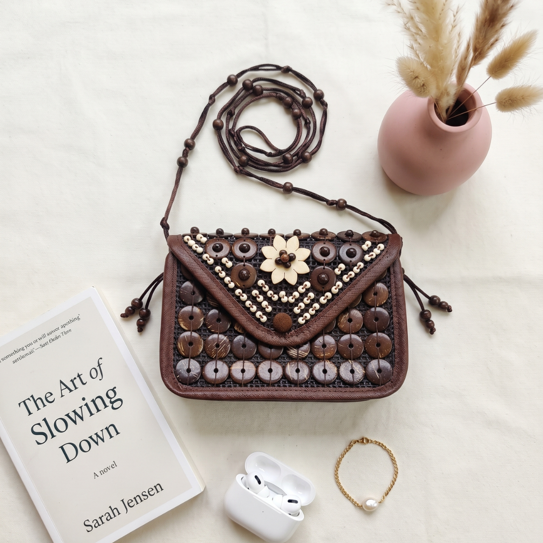 Flap Sling - Coconut Shell Beaded Bags - Surovi Bags