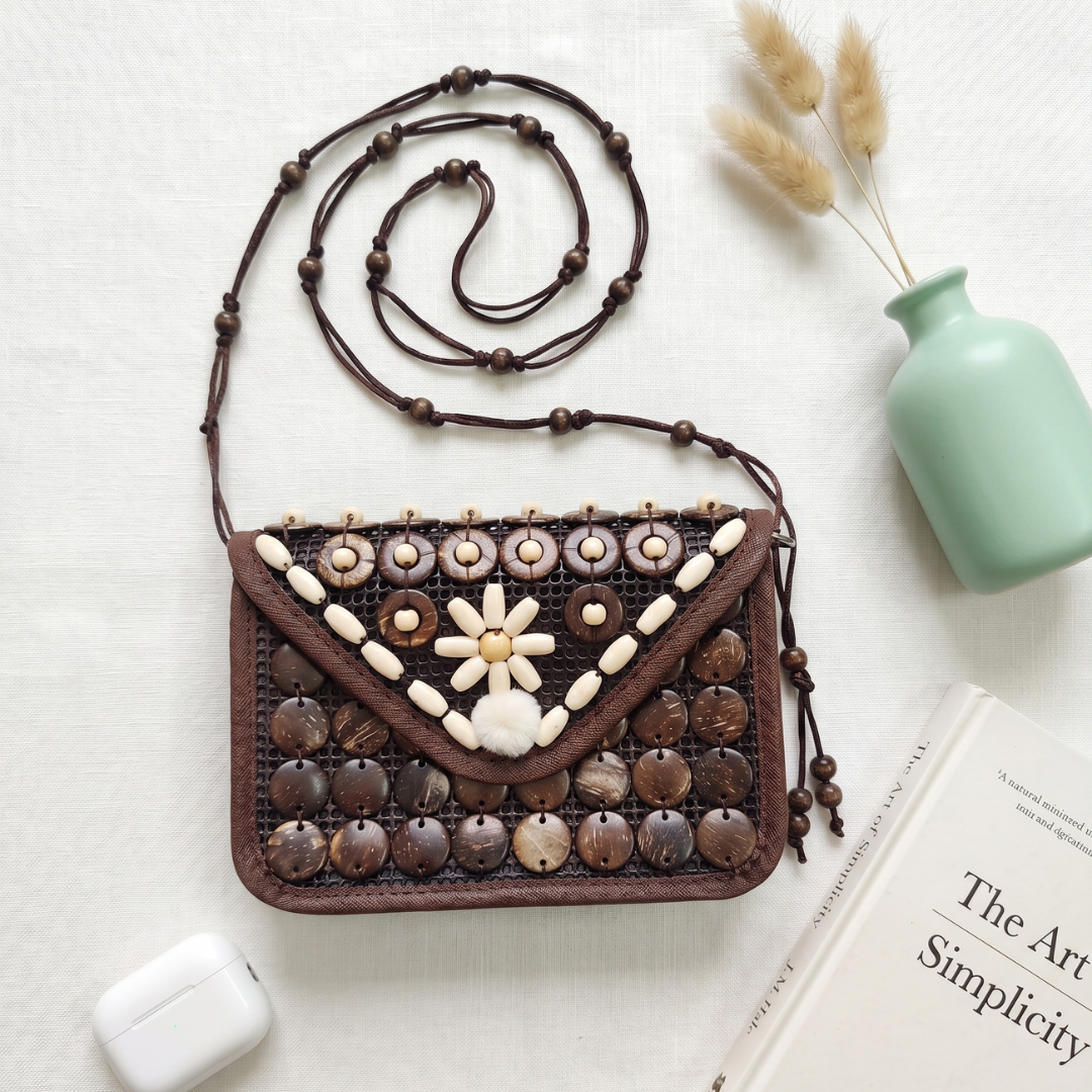 Flap Sling - Coconut Shell Beaded Bags - Surovi Bags