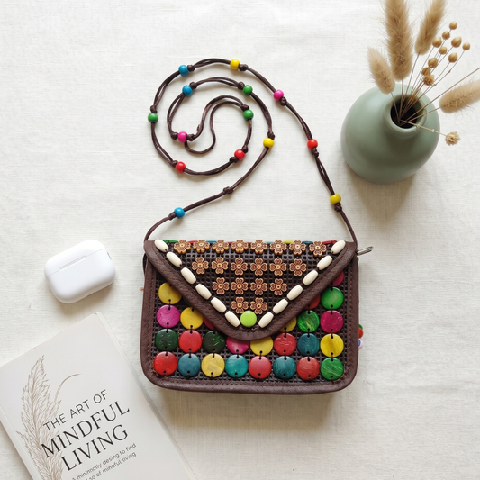 Flap Sling - Coconut Shell Beaded Bags - Surovi Bags