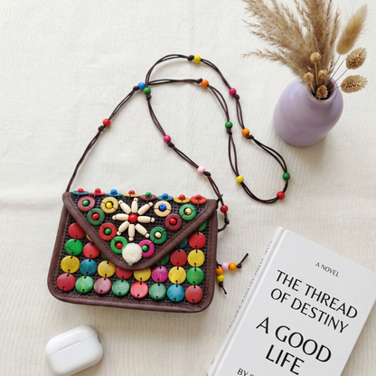 Flap Sling - Coconut Shell Beaded Bags - Surovi Bags