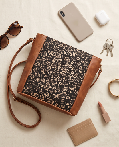 Jute Frame Sling - Handcrafted Traditional Crossbody Bag - Kalamkari