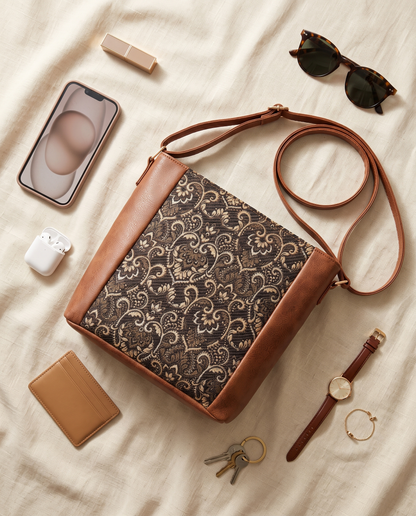 Jute Frame Sling - Handcrafted Traditional Crossbody Bag - Golden Weave