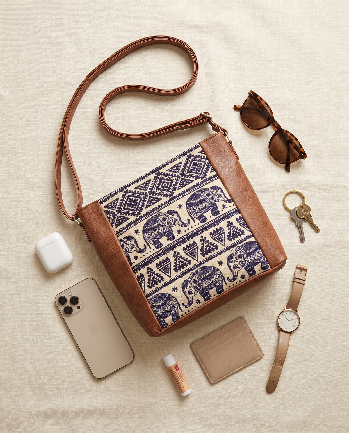 Jute Frame Sling - Handcrafted Traditional Crossbody Bag - Elephant