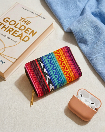 Jacquard Foldable Pocket Wallet For Women - Multicolor - Surovi Bags