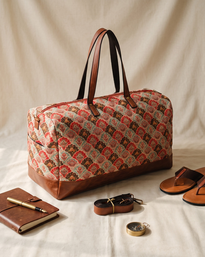 Premium Travel Duffle Bag - Spacious Weekender Luggage - Mughal Motif