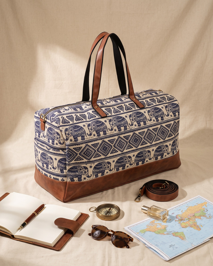 Premium Travel Duffle Bag - Spacious Weekender Luggage - Elephant