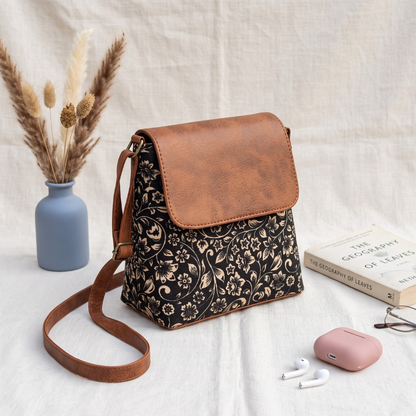 Cross Body Flap Sling - Kalamkari - Surovi Bags
