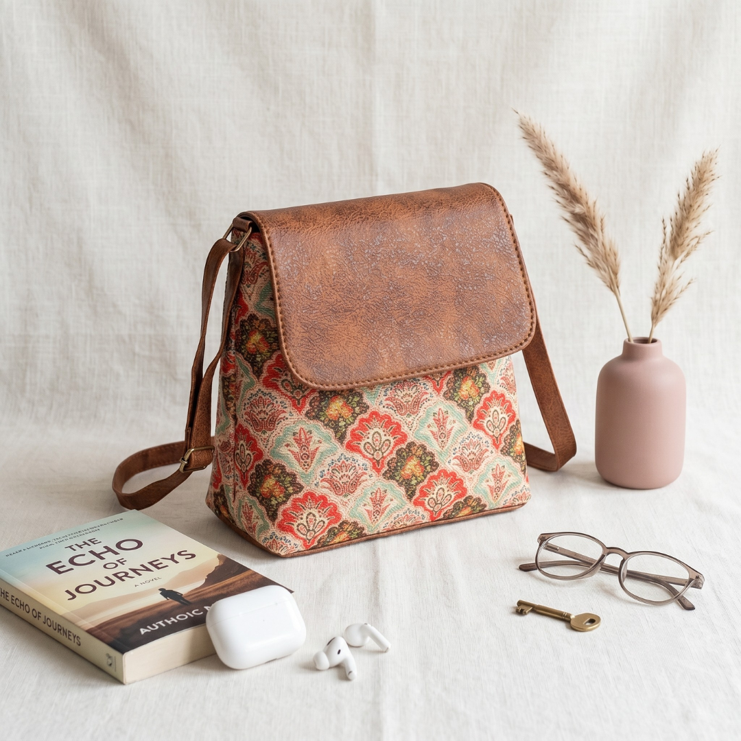 Cross Body Flap Sling - Mughal Motif