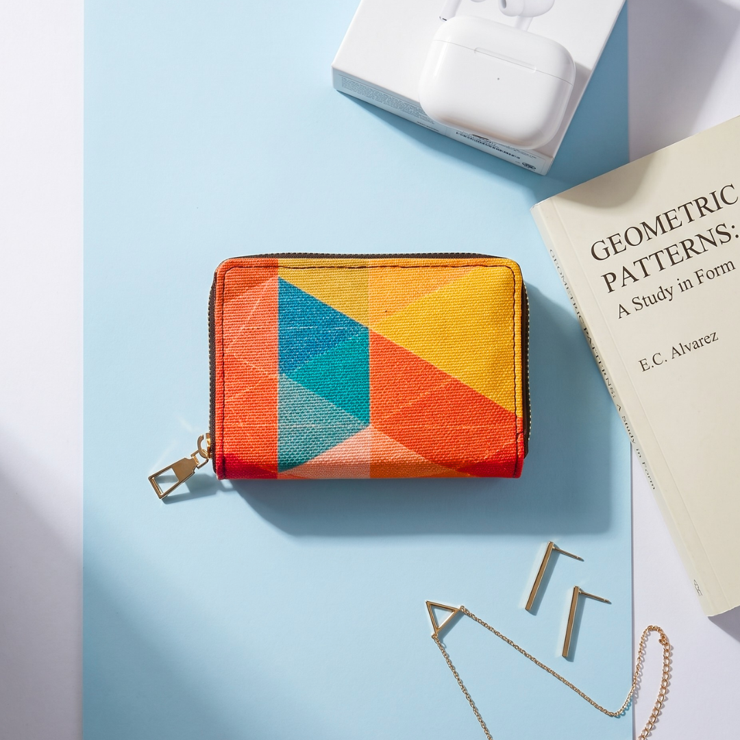 Jute Foldable Pocket Wallet For Women - Abstract - Surovi Bags