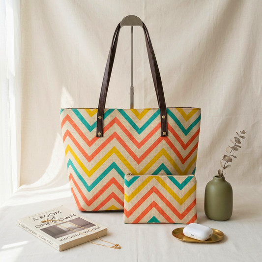 Everyday Tote bag and Pouch Combo - Wave - Surovi Bags
