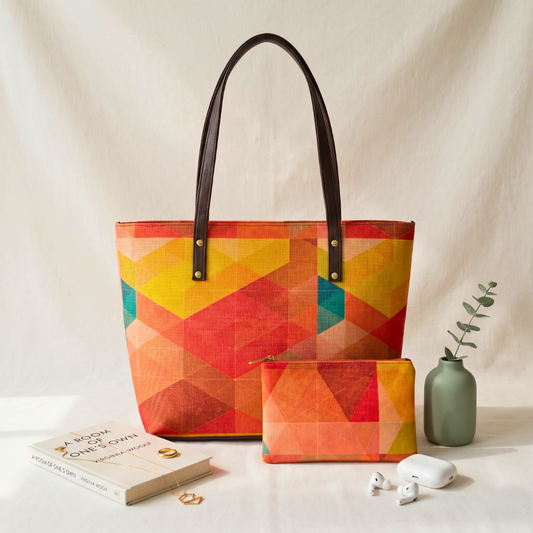 Everyday Tote bag and Pouch Combo - Abstract - Surovi Bags
