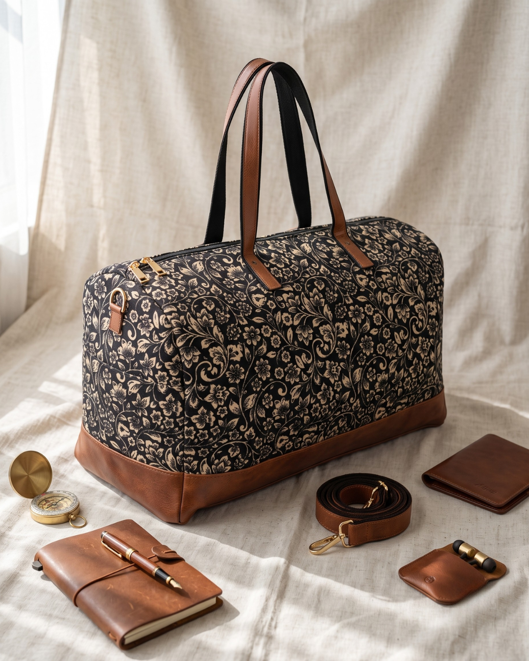 Premium Travel Duffle Bag - Spacious Weekender Luggage - Kalamkari