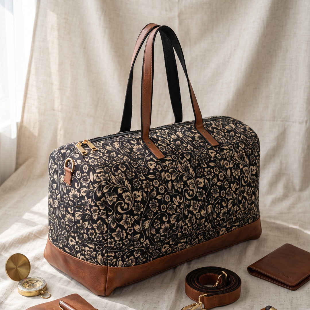 Premium Travel Duffle Bag - Spacious Weekender Luggage - Kalamkari