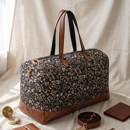 Premium Travel Duffle Bag - Spacious Weekender Luggage - Kalamkari