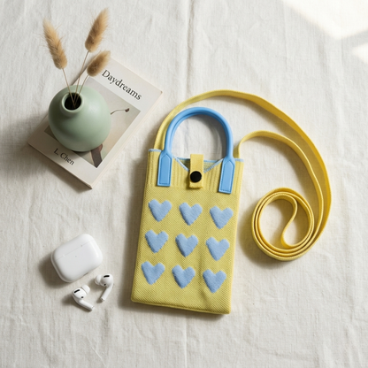 Premium Knitted Mobile Sling Bag - Yellow