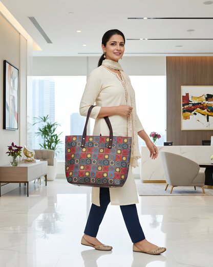 Trendy Handmade Laptop Tote Bag - Multi Color Mandala