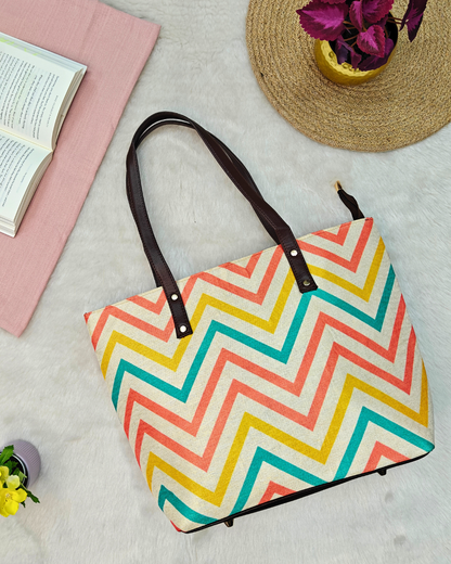 Trendy Handmade Laptop Tote Bag - Wave