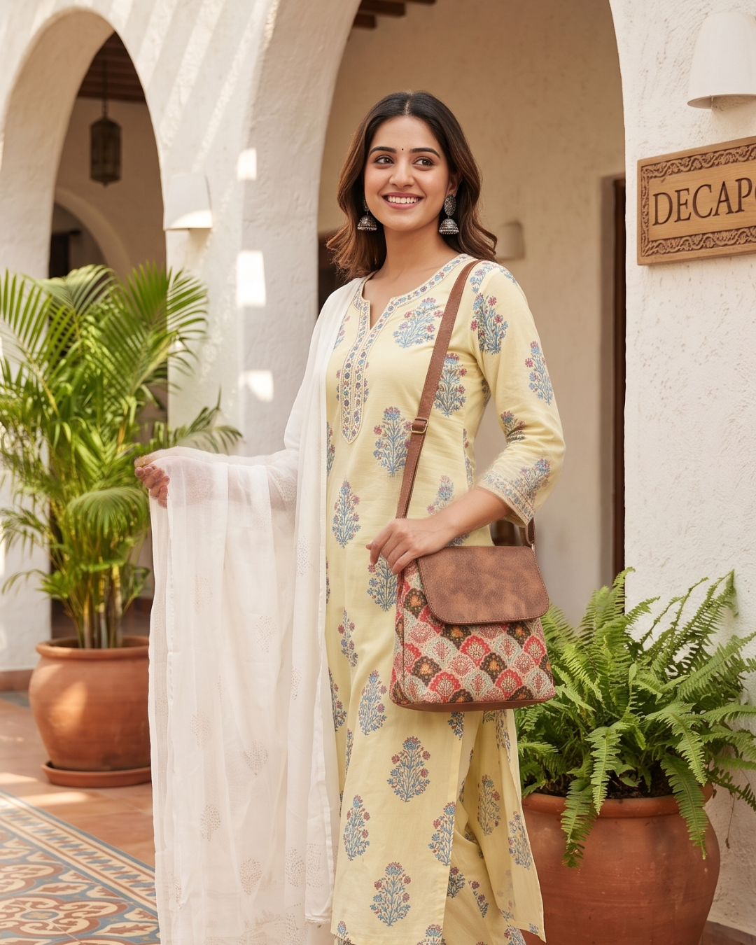 Cross Body Flap Sling - Mughal Motif - Surovi Bags