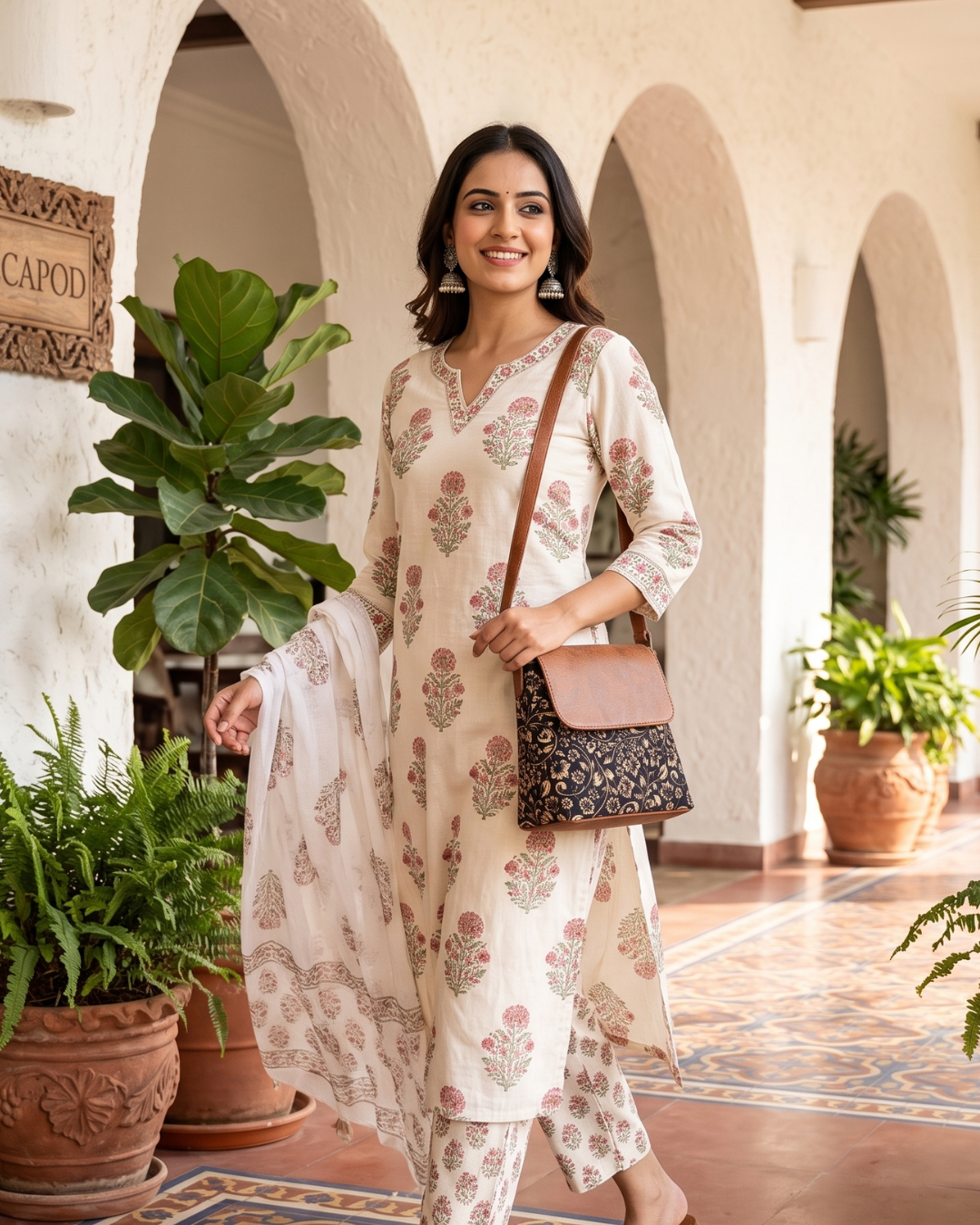 Cross Body Flap Sling - Kalamkari - Surovi Bags