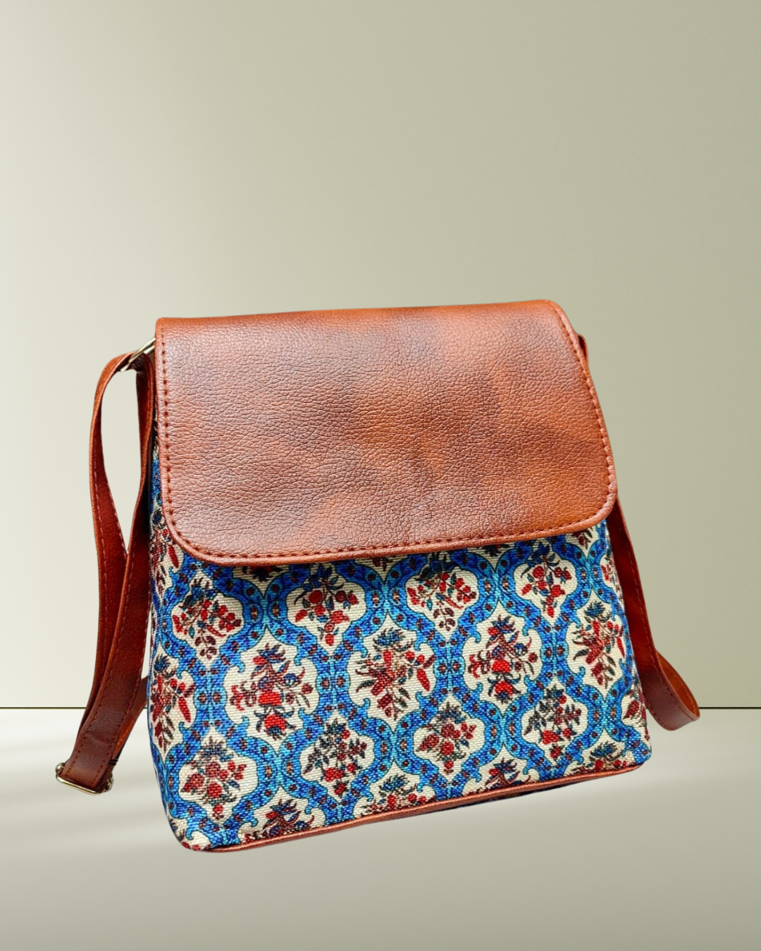 Cross Body Flap Sling - Blue Motif