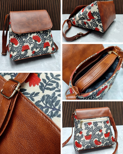 Cross Body Flap Sling - Blue Motif