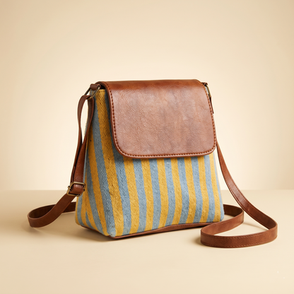 Jacquard Cross Body Flap Sling - Strips