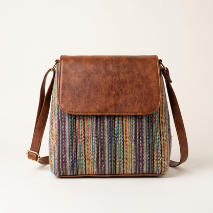 Jacquard Cross Body Flap Sling - Grey Weave